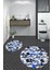 3D Dijital Baskılı Yıkanabilir Kelebek Desenli Ikili Banyo Halısı Paspas Yuvarlak, Klozet-44-Mavi, 3