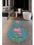 Dijital Baskılı Yıkanabilir Flamingo Desenli Ikili Banyo Halısı Paspas Yuvarlak, Klozet-30-Mavi, 1