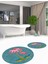 Dijital Baskılı Yıkanabilir Flamingo Desenli Ikili Banyo Halısı Paspas Yuvarlak, Klozet-30-Mavi, 3