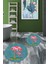 Dijital Baskılı Yıkanabilir Flamingo Desenli Ikili Banyo Halısı Paspas Yuvarlak, Klozet-30-Mavi, 4