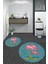 Dijital Baskılı Yıkanabilir Flamingo Desenli Ikili Banyo Halısı Paspas Yuvarlak, Klozet-30-Mavi, 5