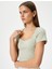 Sırt Dekolteli Tişört Crop Kısa Kollu Fitilli Slim Fit 1