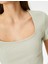Sırt Dekolteli Tişört Crop Kısa Kollu Fitilli Slim Fit 5