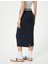 Midi Kalem Etek Beli Lastikli Renk Kontrastlı Yırtmaçlı Slim Fit 4