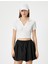 Crop Polo Yaka Tişört Kısa Kollu Slim Fit Kaşkorse Viskon 3