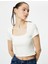 Sırt Dekolteli Tişört Crop Kısa Kollu Fitilli Slim Fit 2