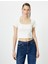 Sırt Dekolteli Tişört Crop Kısa Kollu Fitilli Slim Fit 3