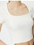 Sırt Dekolteli Tişört Crop Kısa Kollu Fitilli Slim Fit 5