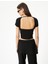 Sırt Dekolteli Tişört Crop Kısa Kollu Fitilli Slim Fit 4