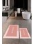 Dijital Baskılı Yıkanabilir Bathroom Yazılı Ikili Banyo Paspası, Klozet-2-Pembe, 2