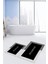 Dijital Baskılı Yıkanabilir Bathroom Yazılı Ikili Banyo Paspası, Klozet-2-Siyah, 5