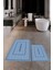 Dijital Baskılı Yıkanabilir Sade Bathroom Yazılı Ikili Banyo Paspası, Klozet-4-Mavi, 2