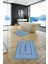 Dijital Baskılı Yıkanabilir Sade Bathroom Yazılı Ikili Banyo Paspası, Klozet-4-Mavi, 4