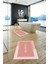 Dijital Baskılı Yıkanabilir Bathroom Yazılı Ikili Banyo Paspası, Klozet-2-Pembe, 4
