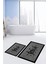 Dijital Baskılı Yıkanabilir Çerçeveli Bath Yazılı Ikili Banyo Halısı Paspas, Klozet-10-Gri, 4