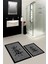 Dijital Baskılı Yıkanabilir Çerçeveli Bath Yazılı Ikili Banyo Halısı Paspas, Klozet-10-Gri, 5
