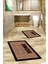 Dijital Baskılı Yıkanabilir Home Yazılı Ikili Banyo Halısı Paspas, Klozet-13-Kahve, 1