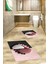 3d Dijital Baskılı Yıkanabilir Ayak Izi Desenli Ikili Banyo Halısı, Klozet-17-Kırmızı, 1