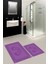 Dijital Baskılı Yıkanabilir Çerçeveli Ayak Izi Desenli Ikili Banyo Halısı, Klozet-18-Mor, 4