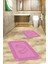 Dijital Baskılı Yıkanabilir Çerçeveli Ayak Izi Desenli Ikili Banyo Halısı, Klozet-18-Pembe, 1