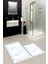 Dijital Baskılı Yıkanabilir Çerçeveli Ayak Izi Desenli Ikili Banyo Halısı, Klozet-18-Beyaz, 4