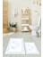 Dijital Baskılı Yıkanabilir Çerçeveli Ayak Izi Desenli Ikili Banyo Halısı, Klozet-18-Beyaz, 5