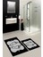 Dijital Baskılı Yıkanabilir Modern Ayak Izi Desenli Ikili Banyo Halısı, Klozet-20-Siyah, 3