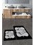 Dijital Baskılı Yıkanabilir Modern Ayak Izi Desenli Ikili Banyo Halısı, Klozet-20-Siyah, 5