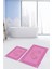 Dijital Baskılı Yıkanabilir Çerçeveli Ayak Izi Desenli Ikili Banyo Halısı, Klozet-18-Pembe, 3