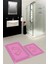 Dijital Baskılı Yıkanabilir Çerçeveli Ayak Izi Desenli Ikili Banyo Halısı, Klozet-18-Pembe, 4