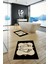 Dijital Baskılı Yıkanabilir Modern Ayak Izi Desenli Ikili Banyo Halısı, Klozet-20-Gold, 1