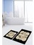 Dijital Baskılı Yıkanabilir Modern Ayak Izi Desenli Ikili Banyo Halısı, Klozet-20-Gold, 2