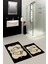 Dijital Baskılı Yıkanabilir Modern Ayak Izi Desenli Ikili Banyo Halısı, Klozet-20-Gold, 3