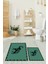 Dijital Baskılı Yıkanabilir Fil Desenli Ikili Banyo Halısı Paspas, Klozet-32-Yeşil, 2