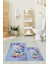 Dijital Baskılı Yıkanabilir Renkli Etnik Yaprak Desen Ikili Banyo Halısı, Klozet-25-Mavi, 3