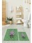 Dijital Baskılı Yıkanabilir Modern Çiçekli Ikili Banyo Halısı Paspas, Klozet-29-Yeşil, 3
