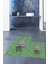 Dijital Baskılı Yıkanabilir Modern Çiçekli Ikili Banyo Halısı Paspas, Klozet-29-Yeşil, 5