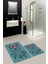 Dijital Baskılı Yıkanabilir Baykuş Desenli Ikili Banyo Halısı Paspas, Klozet-35-Mavi, 1