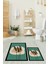 Dijital Baskılı Yıkanabilir Renkli Çiçekli Ikili Banyo Halısı Paspas, Klozet-28-Yeşil, 3