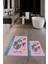 Dijital Baskılı Yıkanabilir Renkli Fil Desenli Ikili Banyo Halısı Paspas, Klozet-31-Pembe, 5