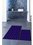 Dijital Baskılı Yıkanabilir Çizgili Modern Ikili Banyo Halısı Paspas, Klozet-50-Mor, 2