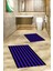 Dijital Baskılı Yıkanabilir Çizgili Modern Ikili Banyo Halısı Paspas, Klozet-50-Mor, 4