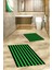 Dijital Baskılı Yıkanabilir Çizgili Modern Ikili Banyo Halısı Paspas, Klozet-50-Yeşil, 4