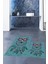 Dijital Baskılı Yıkanabilir Baykuş Desenli Ikili Banyo Halısı Paspas, Klozet-35-Mavi, 4