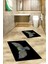 Dijital Baskılı Yıkanabilir Rengarenk Baykuş Ikili Banyo Halısı Paspas, Klozet-37-Siyah, 5