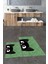 Dijital Baskılı Yıkanabilir Kedi Desenli Ikili Banyo Halısı Paspas, Klozet-40-Yeşil, 2
