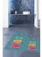 Dijital Baskılı Yıkanabilir Renkli Kediler Desenli Ikili Banyo Halısı, Klozet-41-Mavi, 3