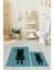 Dijital Baskılı Yıkanabilir Sevimli Kedi Ikili Banyo Halısı Paspas, Klozet-39-Mavi, 1