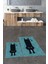 Dijital Baskılı Yıkanabilir Sevimli Kedi Ikili Banyo Halısı Paspas, Klozet-39-Mavi, 2