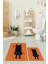 Dijital Baskılı Yıkanabilir Sevimli Kedi Ikili Banyo Halısı Paspas, Klozet-39-Turuncu, 1